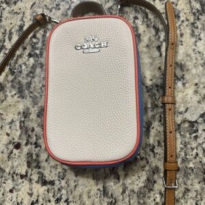 Coach White Blue and Orange Pebbled Leather Crossbody